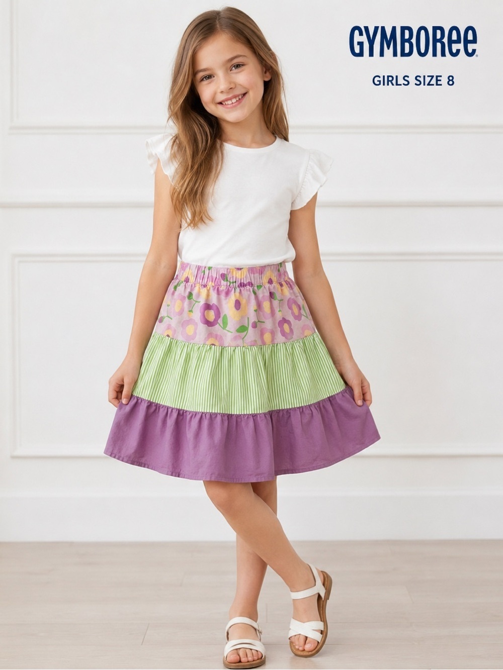 GYMBOREE Floral and Striped Multicolor girls Skirt/size 8